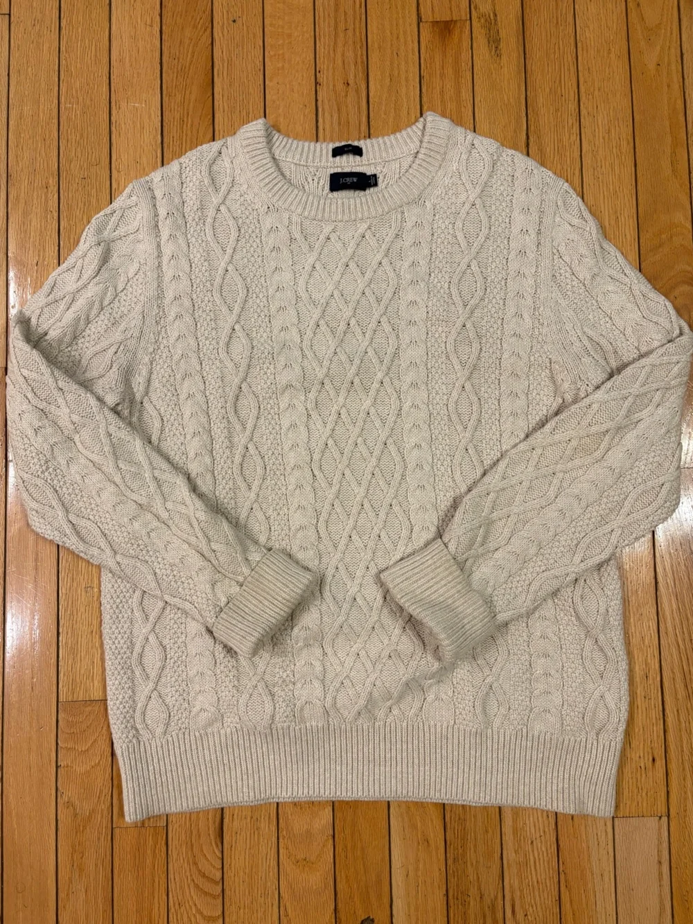 J. Crew Cream Cable-Knit Crewneck Sweater